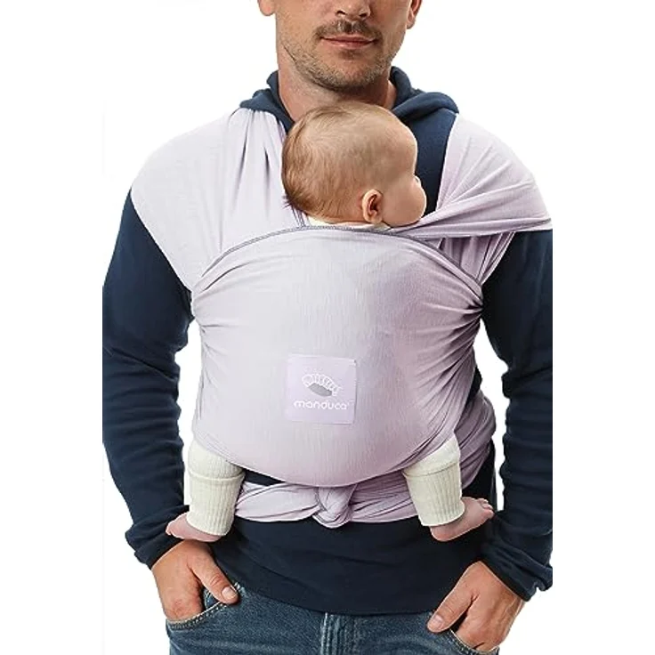 manduca Sling Tragetuch > < Elastisches Babytragetuch aus Bio-Baumwolle (Jersey-Strickstoff/ohne Elastan) stabil und kuschelweich für Neugeborene & Babys ab Geburt (5.10x0.60 m) (Lavender) – Bild 3