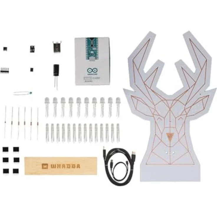 Whadda Löt- und Programmierbausatz XL-Platine Poly Rentier mit Holzhalter, kreativer STEM-Bausatz für Bildung und Projekte – Bild 5