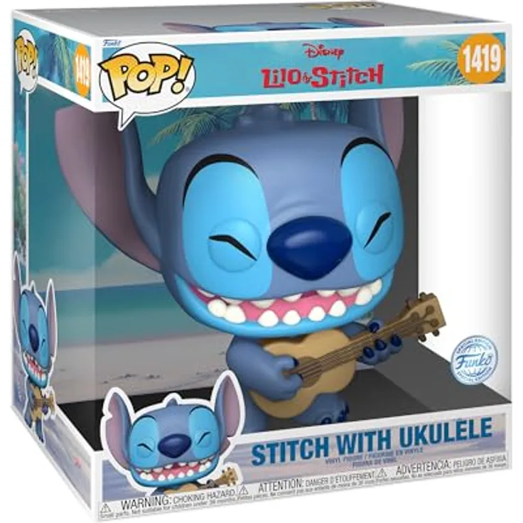 Funko Pop! Jumbo: Stitch - Avec UKELE - LILO ET Stitch - Figur de Vinyle à Collectionner - 25,4 cm Höhe - Premium Vinylmaterial - Perfektes Geschenk für Fans - Sammelfigur für Kinder und Erwachsene - Funko Pop! Jumbo: Stitch - Spielzeug für Film Fans