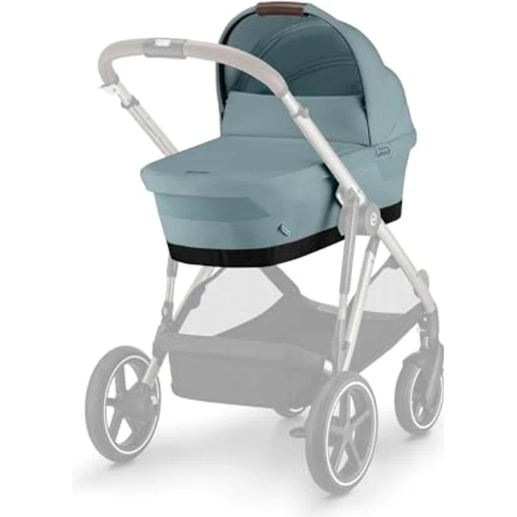 Cybex Gold GAZELLE S Cot Kinderwagenaufsatz, ab Geburt bis 6 Monate, für Gazelle S und e-Gazelle S, Stormy Blue mit XXL-Sonnenverdeck und Tragegriff – Bild 5