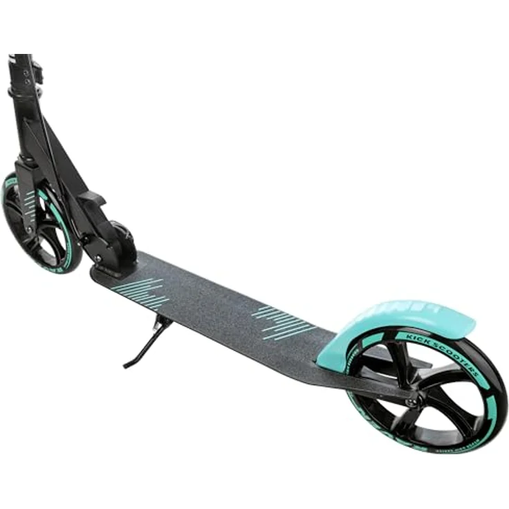 RAVEN Scooter Roller Tretroller Kickscooter klappbar, höhenverstellbar, Illusion Mint mit Handbremse, 200mm Rädern, Tragkraft bis 100 kg, inkl. Tragegurt und Klingel – Bild 3