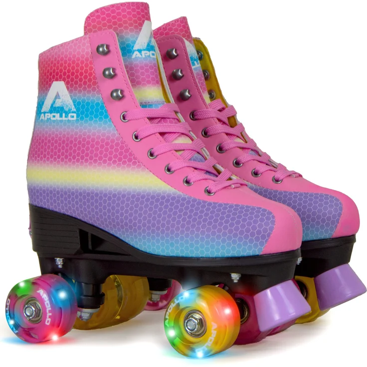 Apollo Rollschuhe Retro Discoroller, verstellbare Disco Roller Skates, größenverstellbar Rollerskates, Retro Design in schwarz – Bild 1