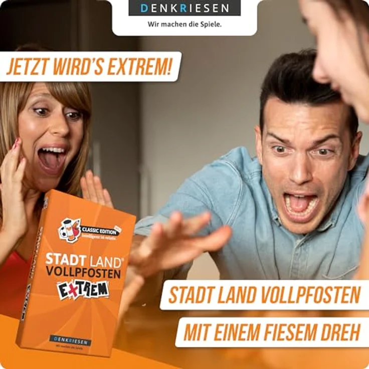 DENKRIESEN Stadt Land Vollpfosten® Extrem – Classic Edition | Ab 12 Jahren | 2-6 Spieler | Familienspiel - NEUHEIT - spaßgarantiert - actionreich - hochwertiges Markenspiel – Bild 2