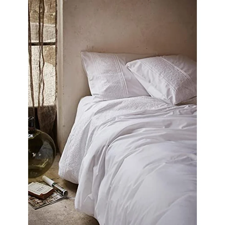 ESSENZA Bettwäsche May Weiß, 135x200 + 1x 80x80 cm, 100% Baumwollpercale, mit dezenten Blumenstickereien – Bild 2