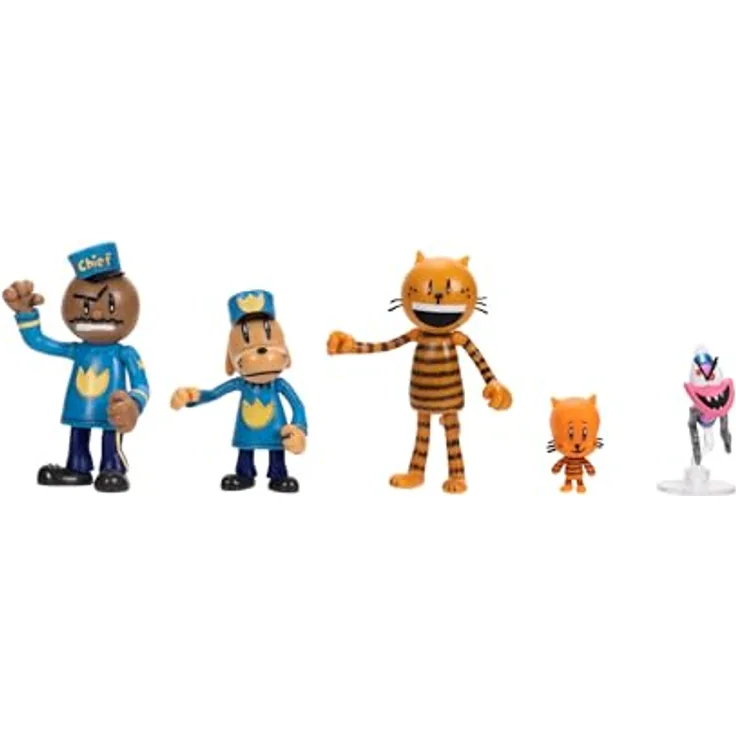 Jakks Pacific Dog Man Film-Actionfiguren-Multipack-Set, 6 cm bewegliche Figuren mit 2-5 Artikulationspunkten, Lil Petey, Petey, Chief und Flippy, ideal für Kinder ab 4 Jahren