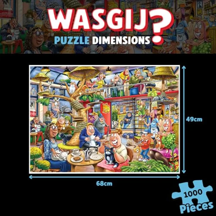 Wasgij Mystery 28 - Feline Frenzy, Puzzle mit 1000 Teilen aus 100% recyceltem Karton, einzigartiges Denkspiel – Bild 2