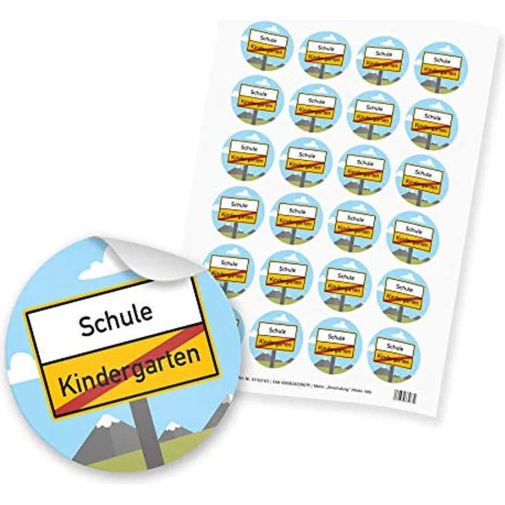 24x itenga Sticker Aufkleber Schulbeginn Einschulung Schulanfang Schule Schulkind Ortsschild zum Basteln und Dekorieren