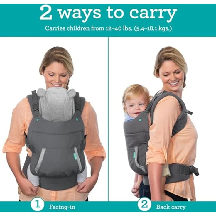 Infantino Cuddle Up Babytrage – Ergonomische Babytrage mit Teddy-Kapuze und verstellbaren Schultergurten – Für Säuglinge und Kleinkinder von 5,4-18 kg - Preisvergleich – Bild 6