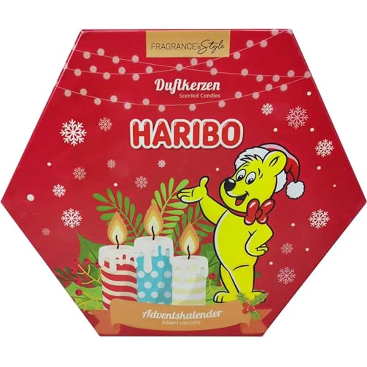 HARIBO™ Adventskalender Duftkerzen, 24-teilig mit 10 Votivkerzen und 12 Teelichtern, bunt, Duroplast & Glas, Paraffinwachs, langanhaltender Duft – Bild 2