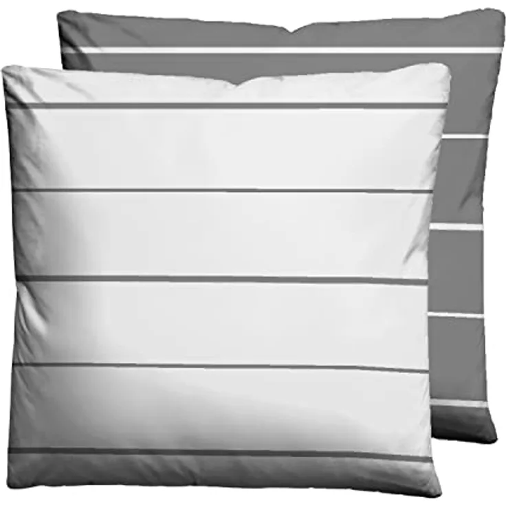 biberna 0636044 Mix & Match Kopfkissenbezug Mako-Baumwoll-Satin 1x 40x40 cm, sturmgrau