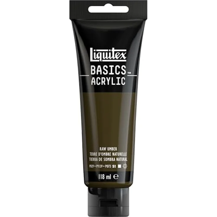 Liquitex Basics Acrylfarbe Umbra Natur, 118ml Tube, lichtecht, mittlere Viskosität, seidenglänzend, monopigmentiert, Archivqualität – Bild 2