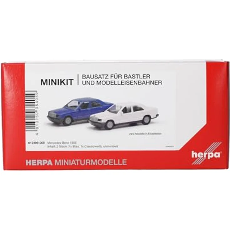 Herpa MiniKit Mercedes-Benz 190E, 2er Set, Blau/Classicweiß, Miniaturmodell im Maßstab 1:87, Sammlerstück aus Kunststoff – Bild 5