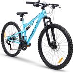 Huffy Marker, vollgefedertes 21-Gang-Mountainbike mit 26 Zoll Laufrädern und mechanischen Scheibenbremsen für Jugendliche und Erwachsene, Medium Stahlrahmen