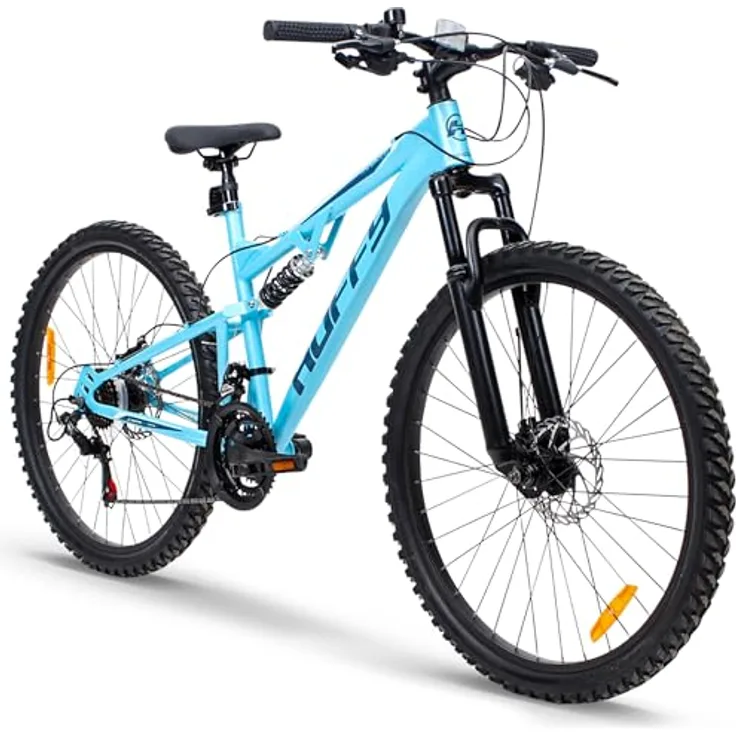 Huffy Marker, vollgefedertes 21-Gang-Mountainbike mit 26 Zoll Laufrädern und mechanischen Scheibenbremsen für Jugendliche und Erwachsene, Medium Stahlrahmen
