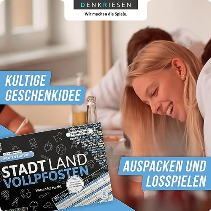 DENKRIESEN Stadt Land VOLLPFOSTEN® Experten Edition - A4 Partyspiel Familienspiel - 'Wissen ist Macht.' - Geschenkidee – Bild 5