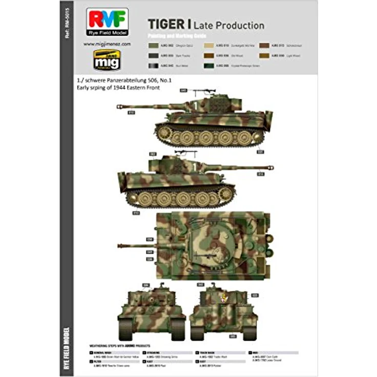 Rye Field Model Tiger I Spätproduktion, 1:35 Modellbausatz aus Kunststoff mit detaillierten Panzermerkmalen und Abziehbildern – Bild 7