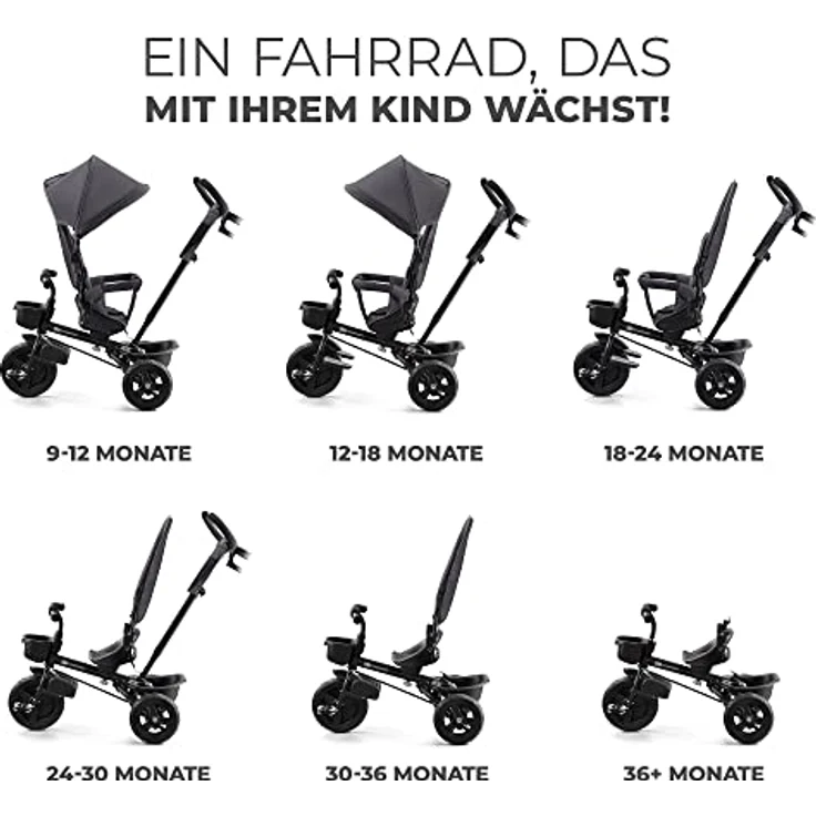 Kinderkraft AVEO, klappbares Dreirad mit verstellbaren Gurten und Sicherheitsbügel, blau – Bild 2