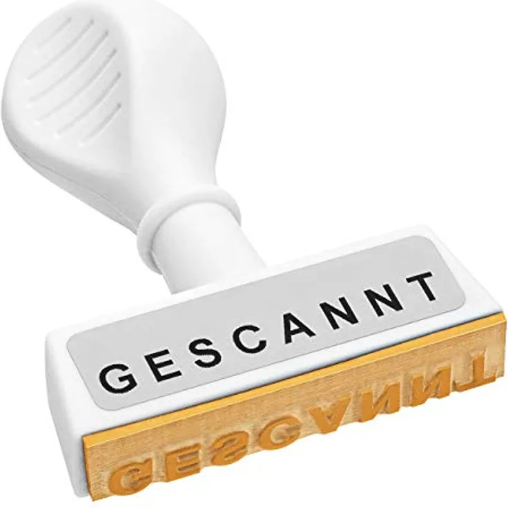 WEDO Textstempel "Gescannt", kompaktes Modell mit 4,5 cm Breite, Kunststoffgehäuse, Made in Germany