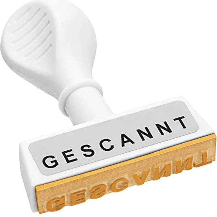 WEDO Textstempel "Gescannt", kompaktes Modell mit 4,5 cm Breite, Kunststoffgehäuse, Made in Germany – Bild 1