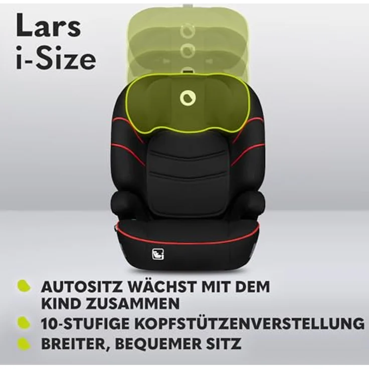 lionelo Autokindersitz LARS I-SIZE, i-Size / 12-36kg / 100-150 cm / Memory Foam, grau – Bild 5