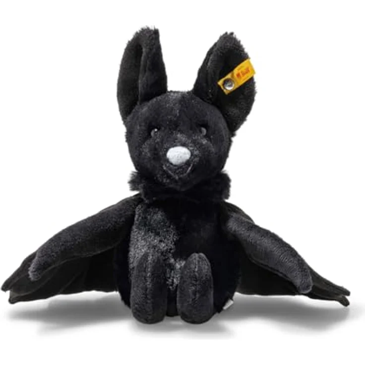 Steiff Fledermaus Boris, Kuscheltier aus flauschigem Plüsch, schwarz, 18 cm mit Granulatsäckchen – Bild 1