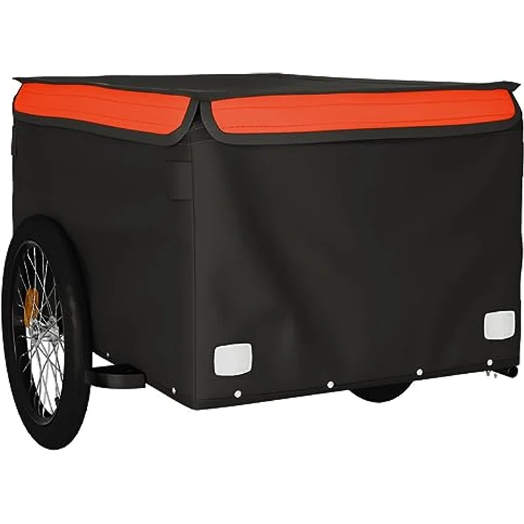vidaXL Fahrradlastenanhänger Lastenanhänger Schwarz und Orange 45 kg Eisen, Robustes Material, Praktisches Design, Cleveres Design – Bild 7