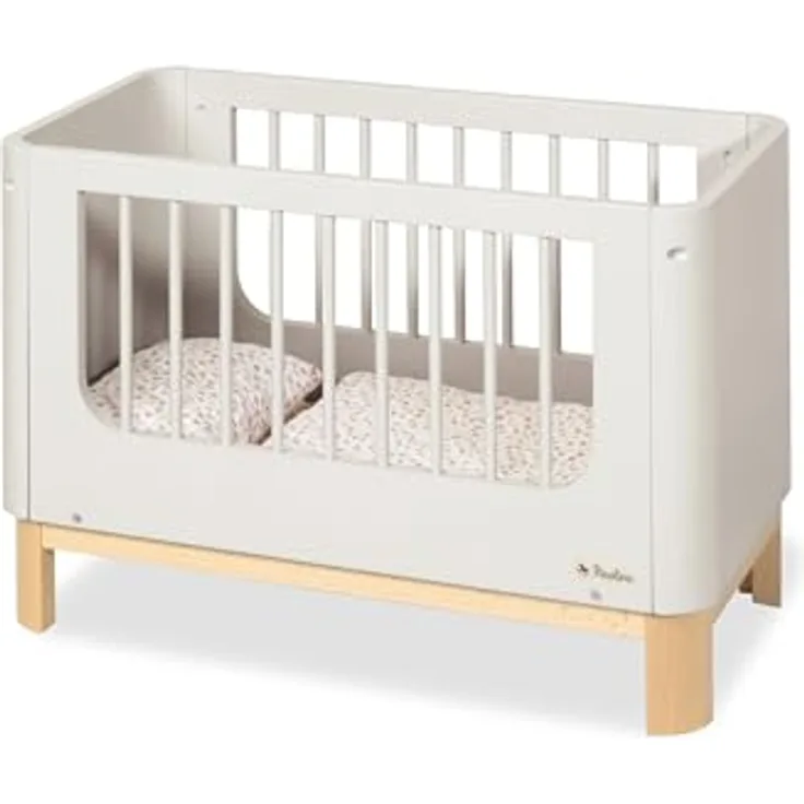 Pinolino Puppenbett Malea, 4-tlg. inkl. 3-tlg. Bettzeug Blümchen, Rosa - Weiß, stabil und kindgerecht