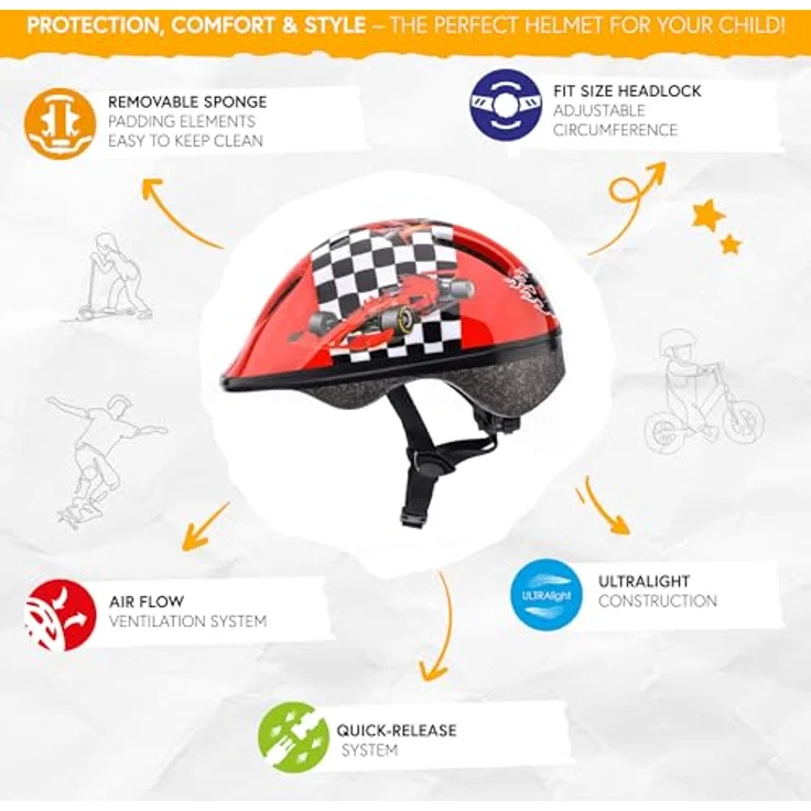meteor® Teddybauer Kinderfahrradhelm, sicherer Rollerhelm für Jungen, verstellbarer Kopfverschluss, vielfältige Designs, Größe XS/S – Bild 2