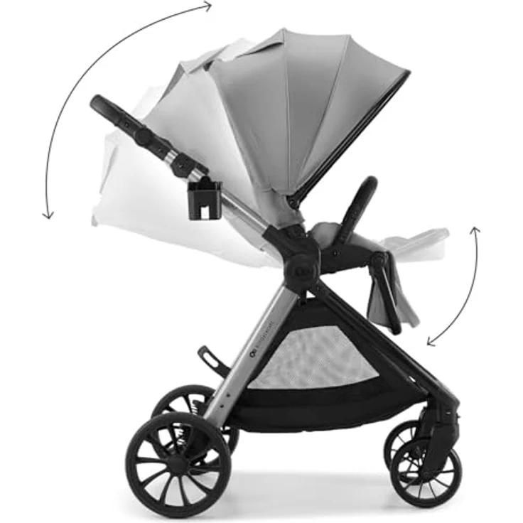 Kinderkraft VESTO 2, 3-in-1-Kinderwagen mit Babywanne und MINK PRO 2 Autositz, wendbarer Sportsitz, Travel System, Grau – Bild 9