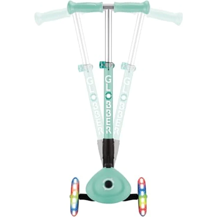 GLOBBER JUNIOR FOLDABLE LIGHTS, 3-rädriger Tretroller mit LED-Leuchtrollen, ABEC 9, klappbar, mint – Bild 8