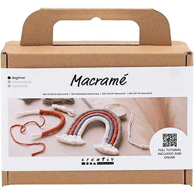 creativ company Kreativset Mini Bastelset Macramé Regenbogen, für Deko und als Geschenk, inkl. Kordel und Nadel – Bild 1
