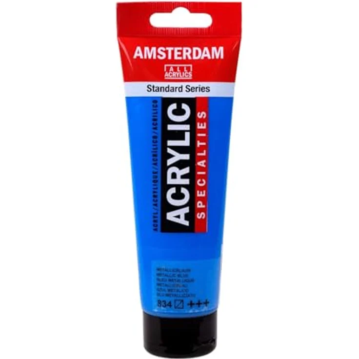 Amsterdam Standard Series Acrylfarbe Metallic Blue 834, 120 ml, halbtransparent, exzellente Lichtechtheit, mittlere Viskosität, glattes Satin-Finish, 100% Acrylharz – Bild 1