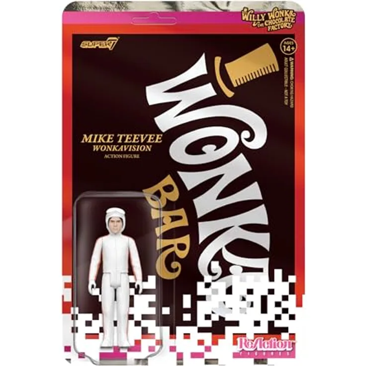Super7 Willy Wonka Mike Teevee Actionfigur, 9,5 cm große Figur im weißen Anzug, klassisches Film-Sammlerstück aus Willy Wonka und die Schokoladenfabrik