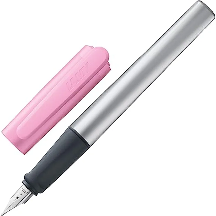 LAMY nexx leichter, stabiler Füllhalter 046 aus Aluminium mit Kappe in rosa mit rutschfestem Griffstück und Edelstahlfeder für Anfänger, ideal für Schreibanfänger, die Schule oder Uni