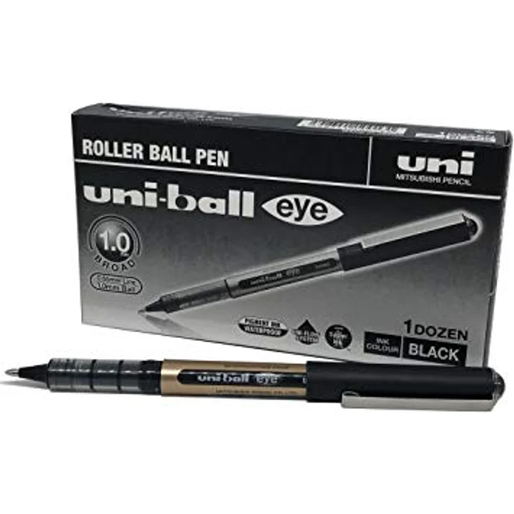 Uni-ball Rollerpen Eye UB-150, 1 mm Breite, schnelltrocknende schwarze Tinte, Set mit 12 Stiften – Bild 2