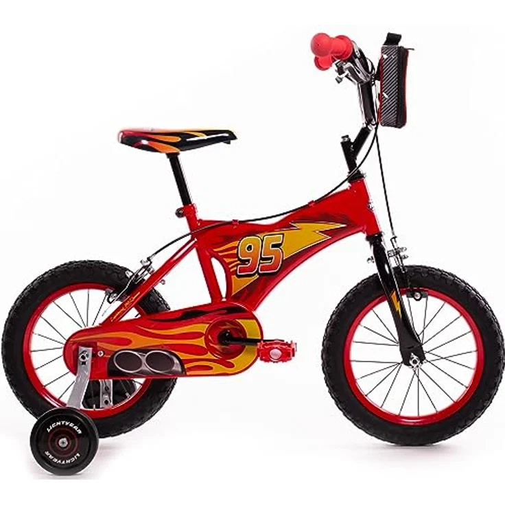 Huffy Kinder 14 Zoll Disney Cars Luxury Fahrrad, rot, mit Hi-Ten-Rahmen und abnehmbaren Seitenrädern – Bild 3
