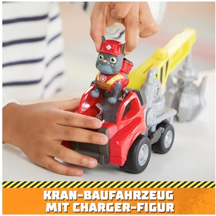 Spin Master Rubble & Crew, Kran-Baufahrzeug Solid Charger mit dreh- und ausfahrbarem Ausleger, inkl. abnehmbarer Spielfigur, für Kinder ab 3 Jahren – Bild 2