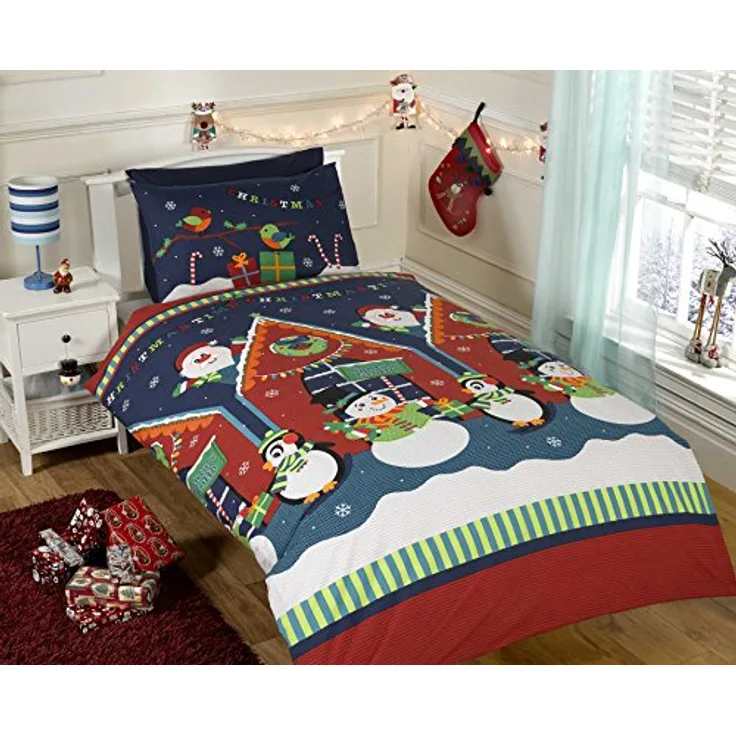 MCU Kinderbettwäsche Die Höhle des Weihnachtsmanns, farbenfroh und magisches Design für Kinder