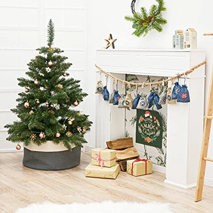 DuneDesign PERFEKT FÜR 2023: DIY Adventskalender zum Befüllen - 24 Adventskalender Säckchen Stoff mit Girlande und Sticker-Set - Weihnachtskalender zum Selber Befüllen Adventstüten zum Befüllen Kinder – Bild 2