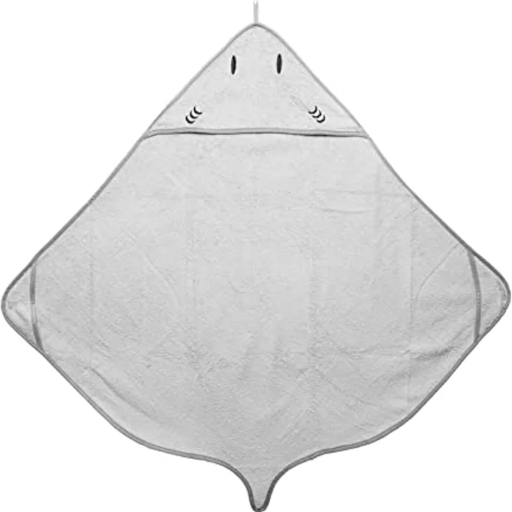Ubbi Baby Hooded Bath Towel, Ultra Soft and Absorbent French Terry Cotton, Perfect Baby and Toddler Gift, Gray Stingray