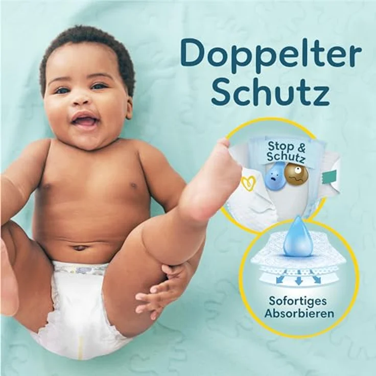Pampers Premium Protection Windeln Gr.1 Newborn (2-5 kg), Halbmonatsbox, 180 St, 100% Auslaufschutz, ultra weich, Dermacomfort Innenvlies – Bild 5