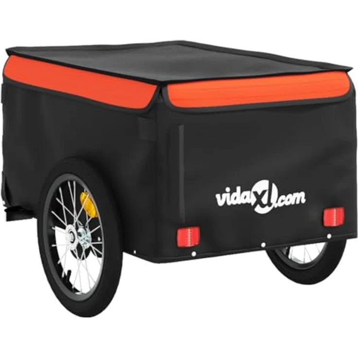vidaXL Fahrradlastenanhänger Fahrradanhänger Schwarz und Orange 45 kg Eisen, Robustes Material und Praktisches Design – Bild 9