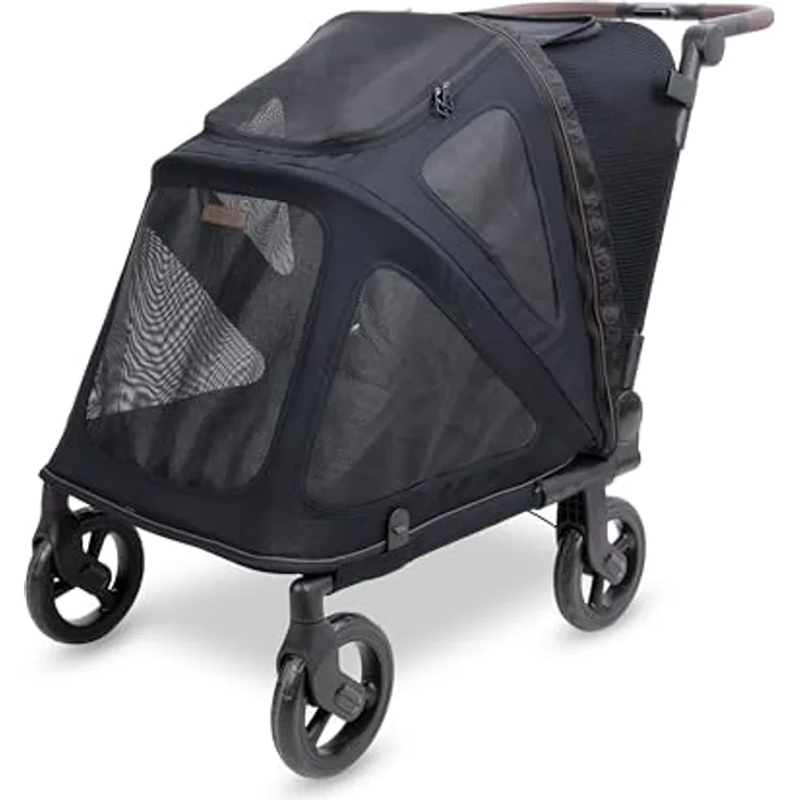 Wonderfold PFM Pet Medium Premium Flat Fold Stroller, Tier-Buggy in Schwarz, Textil, 55x106.70x70.6 cm, für Baby on Tour