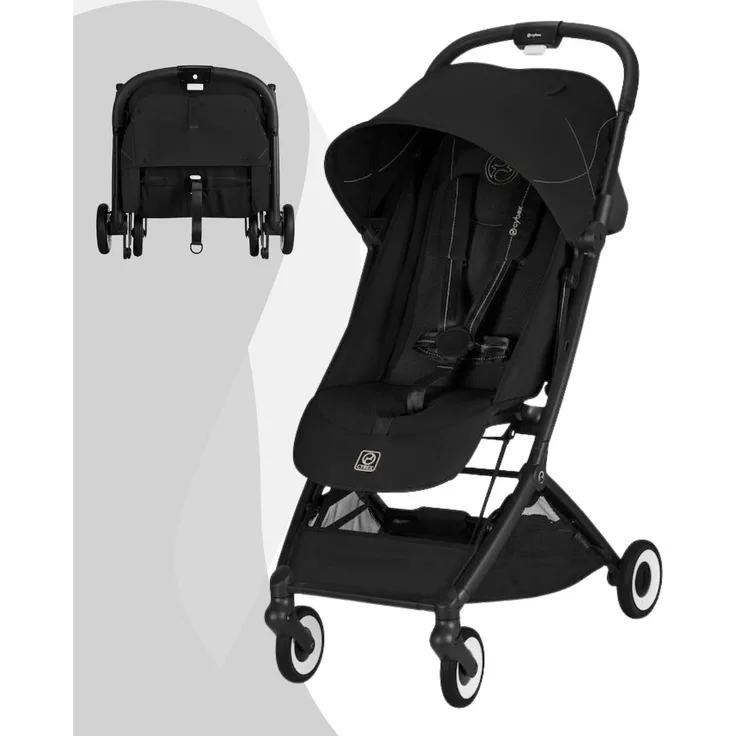 Cybex Orfeo Buggy 2026, leicht und handgepäcktauglich, bis 22 kg, ergonomische Liegeposition, Magic Black