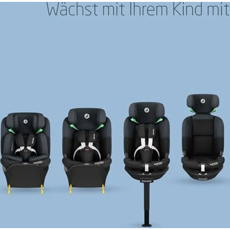 Maxi-Cosi Autokindersitz Emerald S i-Size - Tonal Black, Reboarder Kinder Autositz bis 36 kg, ab Geburt-12 Jahre & Isofix-Base – Bild 8