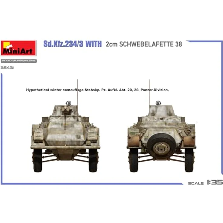 Miniart 1:35 Sd.Kfz.234/3, Modellfahrzeug mit 2 cm Lafette 38 und feinen Innendetails – Bild 17