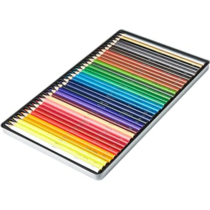 Amazon Basics Buntstifte in Blechdose, 36 Stück, Farblich sortiert