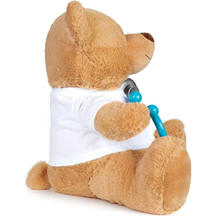 BRUBAKER Teddy Plüschbär mit Mundschutz und Stethoskop - Gute Besserung - 35 cm - Teddybär mit Arzt Shirt Weiß - Braun Hellbraun - Preisvergleich – Bild 5