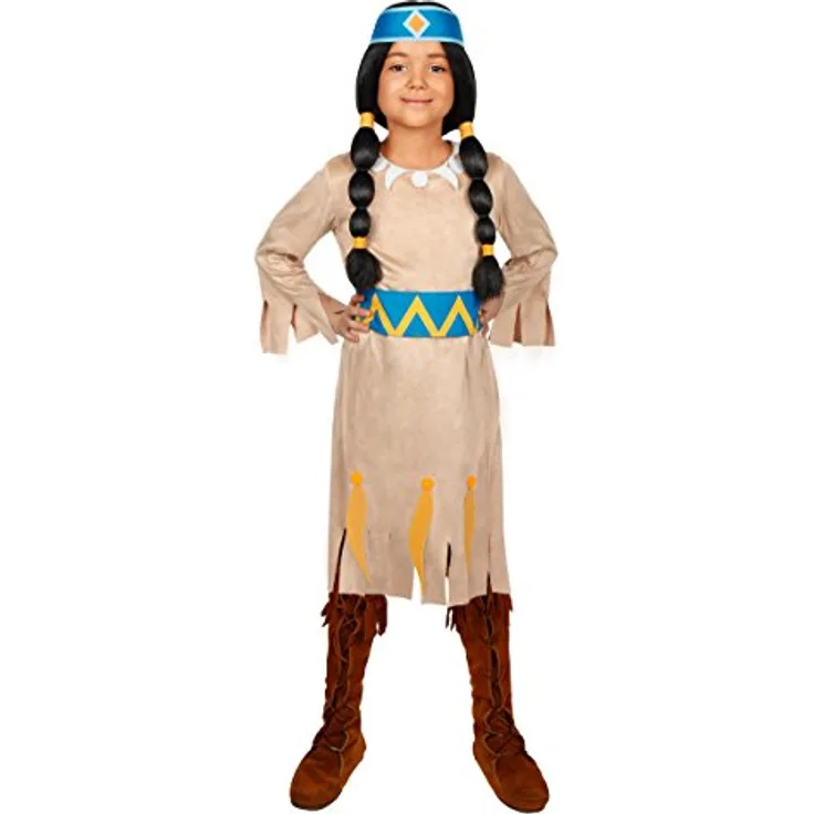 Maskworld - Yakari Regenbogen Kinderkostüm 3teilig - Indianer Kostüm Kleid für Mädchen - Lizenzprodukt Zeichentrickserie (98/104)