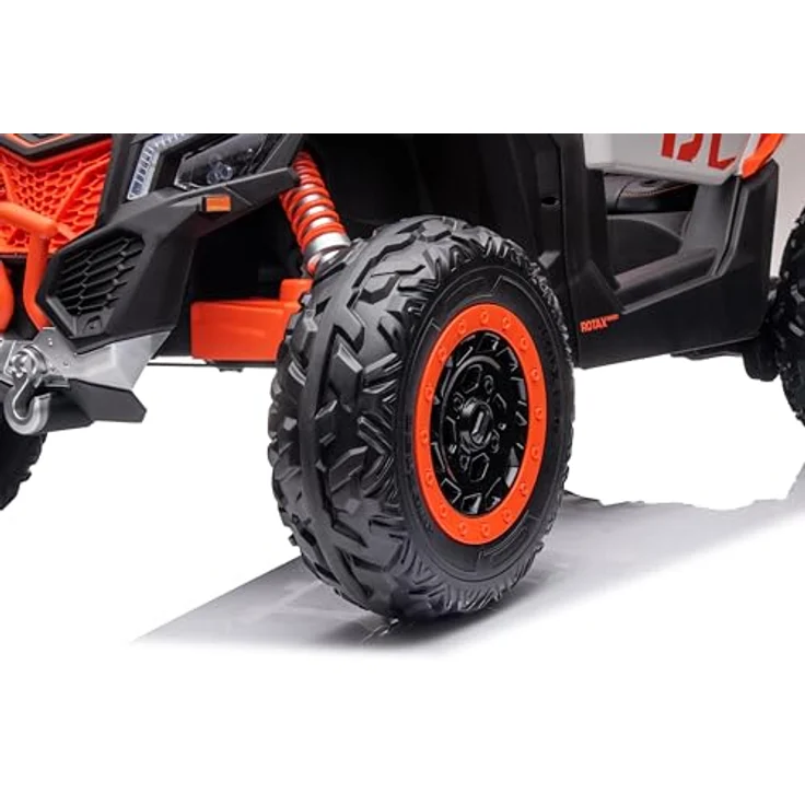 FINOOS CAN-AM Maverick UTV Buggy, Kinder-Elektroauto 2-Sitzer mit 4x4-Antrieb, 24V, orange, Bluetooth, Softstart-Fernsteuerung, LED-Beleuchtung – Bild 6